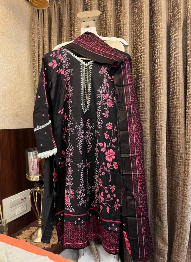 Cotton Black Traditional Wear Printed Readymade Pakistani Suit